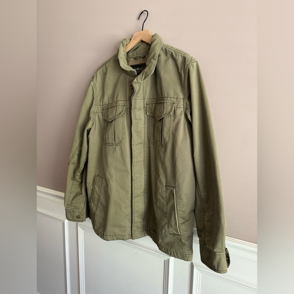 Eddie Bauer Field Chore Barn Utility Jacket Green Canvas Cotton Mens Size Large - Picture 2 of 6
